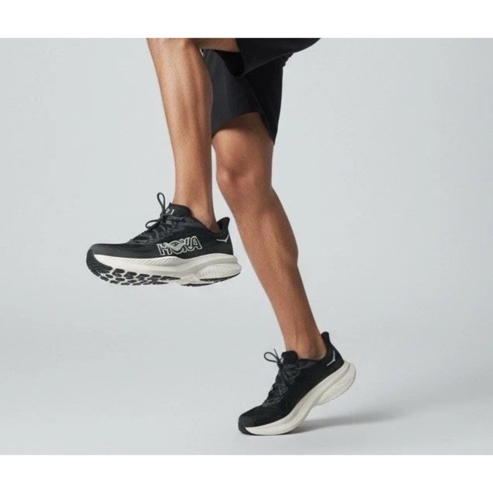 HOKA Mach 6 Men's Size 12 D Running Shoes Black White Lace Up Sneakers